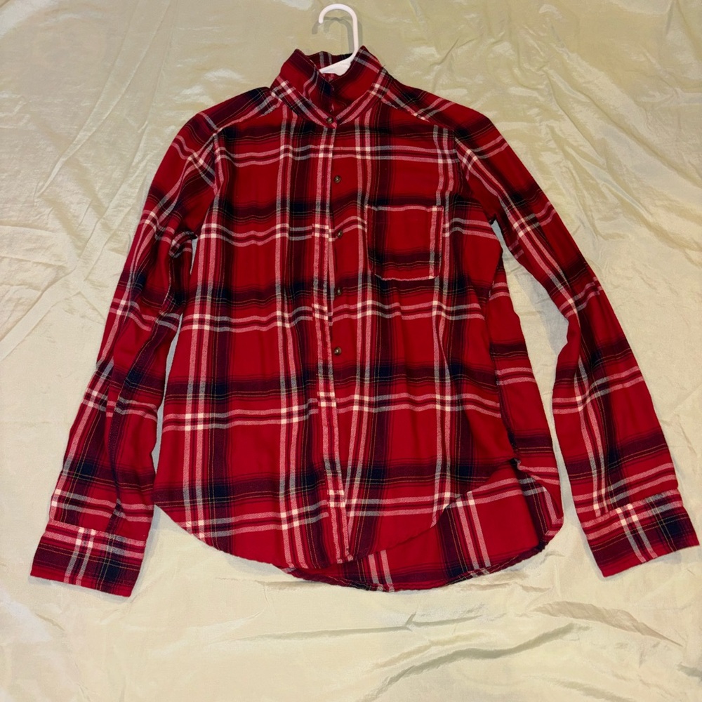 Hollister Red Plaid flannel top